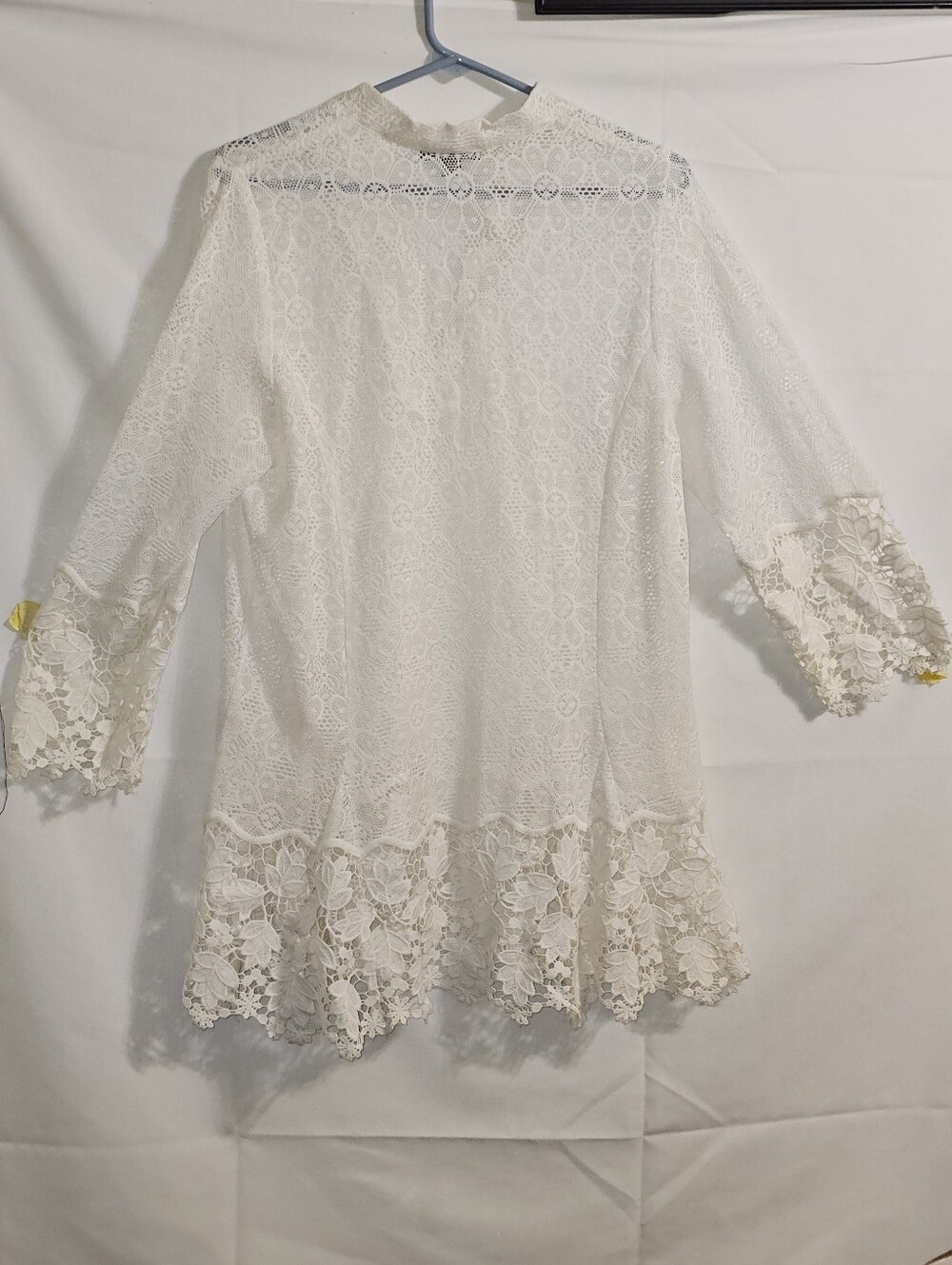Boho Chic Vasi White Sheer Lace Tunic Size Large - Picture 6 of 10